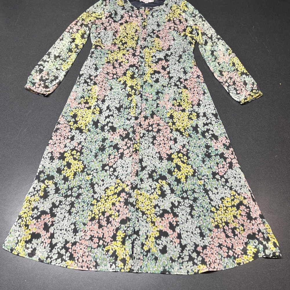 Loft Shirt Dress Women's 8 Multicolor Ditsy Floral Button Front Maxi A-Line Boho